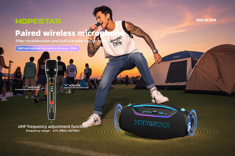 اسپیکر هوپ استار مدل HOPESTAR-A60 Ultra ظرفیت 450 وات - اندازه